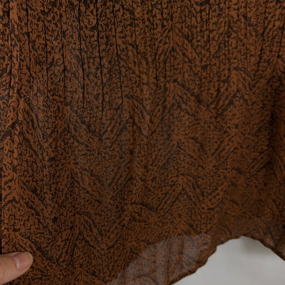 Catherines Top Tunic Crotchet V-neck 3/4 Bell Sleeves Multi print Earth tones 16 - Picture 7 of 7